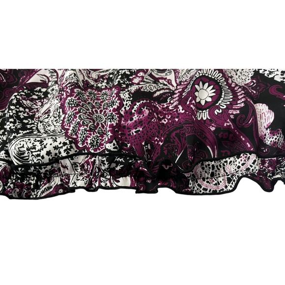 SIGNATURE BY LARRY LEVINE PULL-OVER SCOOP NECK BLOUSE, WOMENS, L, BURGUNDY BLACK - Picture 7 of 12